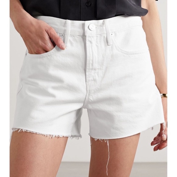 Frame Denim Pants - Frame Le Grand Stretch High Rise Denim Shorts Blanc Soho White Size 29